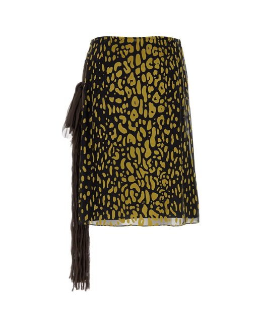 Ferragamo Green Embellished Silk Blend Skirt
