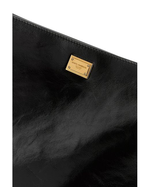 Dolce & Gabbana Black Dolce & Gabbana Leather Large Vittoria Shopping Bag