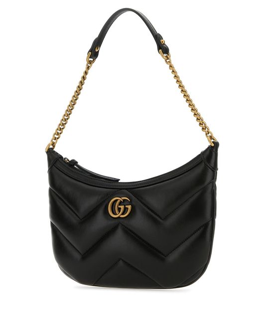Borsa a spalla GG Marmont in pelle nera di Gucci in Black