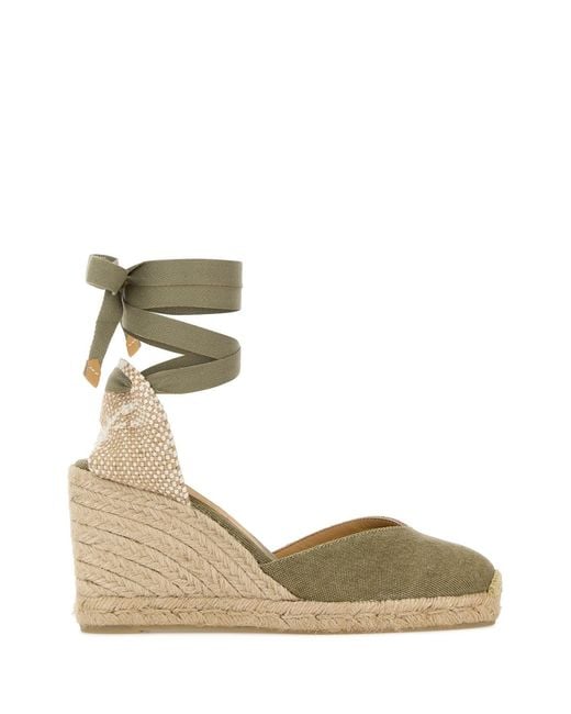 Castaner Metallic Lace Up Wedge Espadrilles
