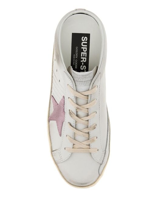 Golden Goose Deluxe Brand Pink White Leather Super-star Slip Ons