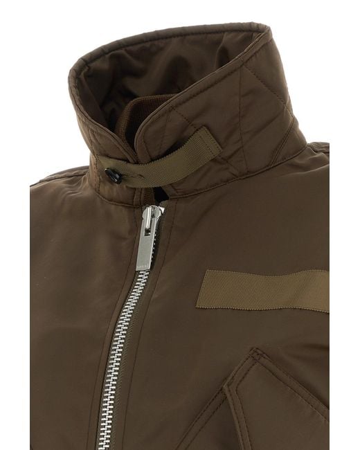 Sacai Brown Nylon Bomber Jacket