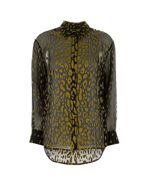Ferragamo Green Embellished Georgette Shirt