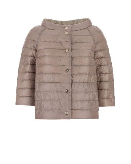 Herno Brown Powder Nylon Reversible Down Jacket