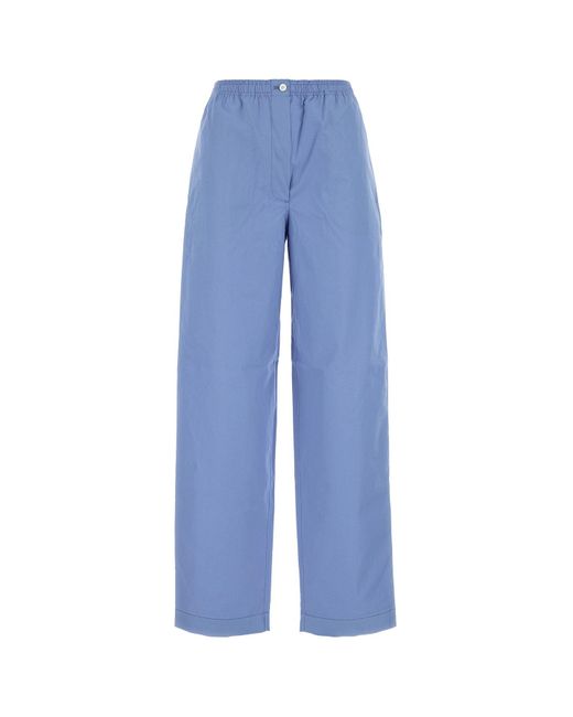 Pantalone pigiama in popeline ceruleo di Miu Miu in Blue