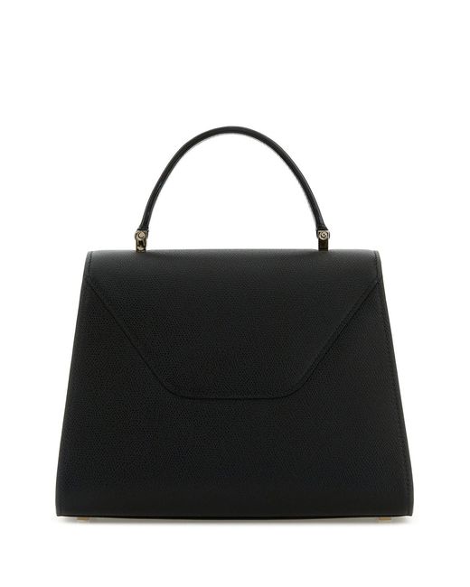 Valextra Black Leather Medium Iside Handbag