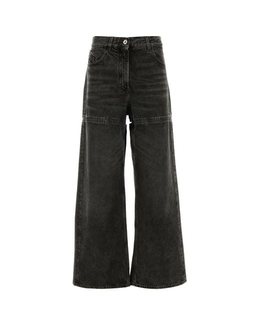 The Attico Black Dark Grey Denim Wide-leg Jeans