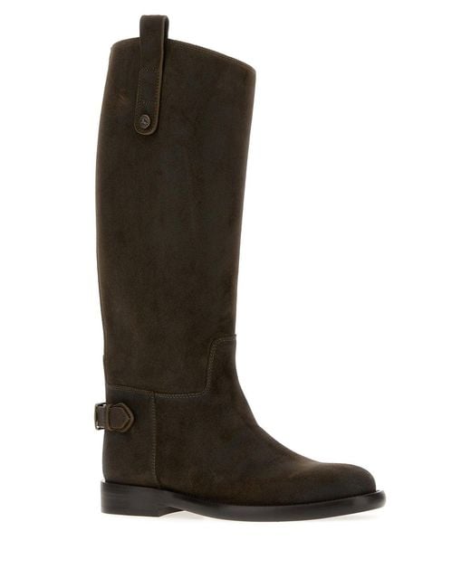 Burberry Black Dark Suede Cavalier Boots