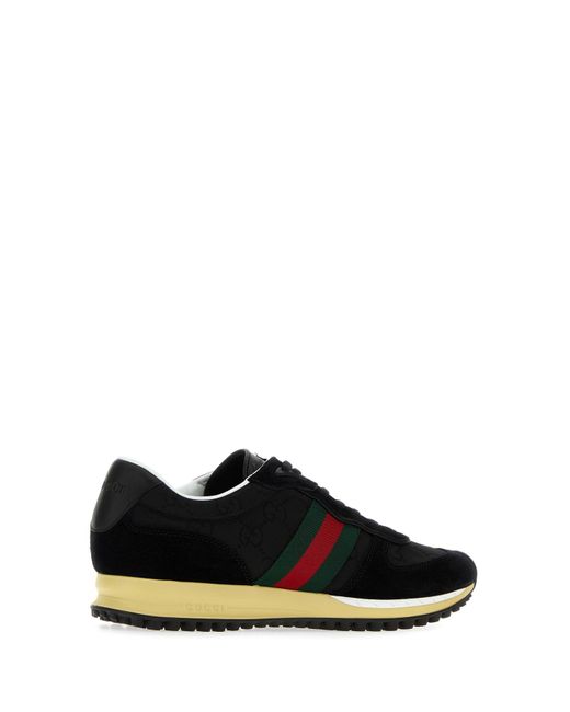 Sneakers Re-Motion nere in tessuto Original GG e pelle scamosciata di Gucci in Black da Uomo