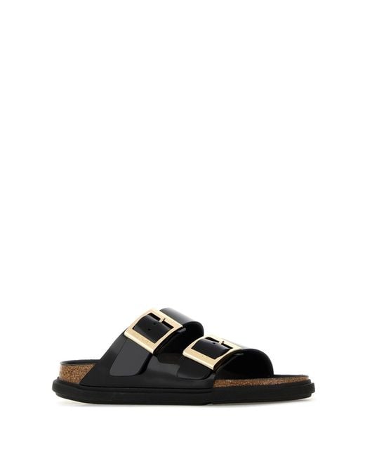Birkenstock Black Arizona Db Hex Shine, Natural Leather