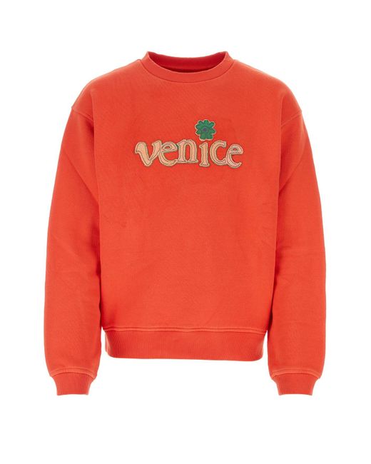 ERL Orange Venice Crewneck Knit for men