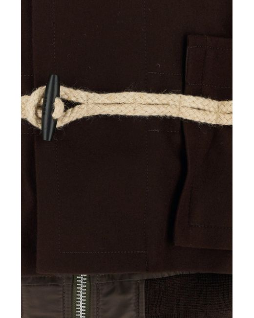 Sacai Black Wool Montgomery for men