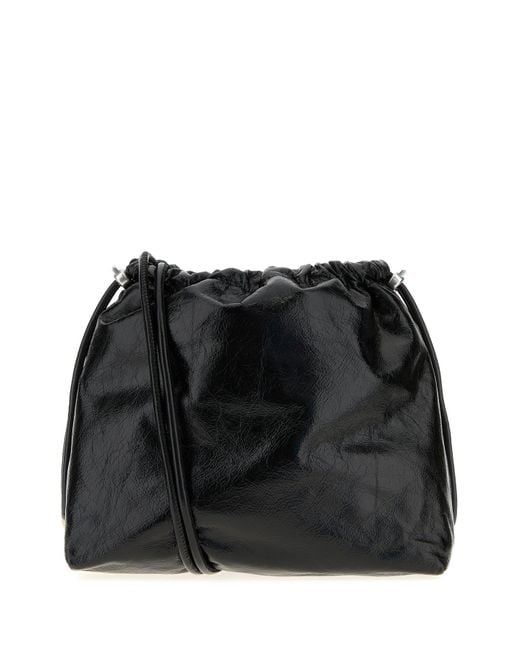 DIESEL Black Leather Scrunch-d Bucket Bag