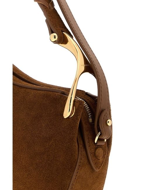 McQueen Brown Suede Mini Wishbone Handbag