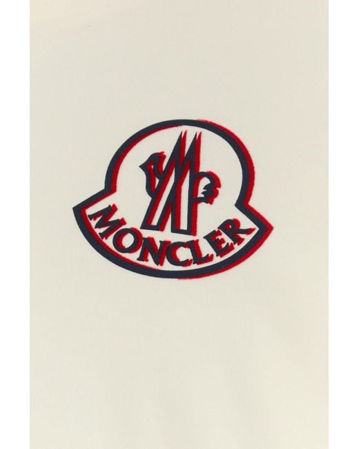 T-shirt in cotone bianco di Moncler in White da Uomo
