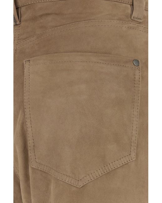 Brunello Cucinelli Natural Biscuit Suede Pant