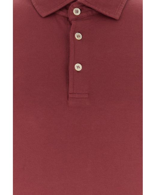 Fedeli Red Tyrian Purple Stretch Cotton Polo Shirt for men