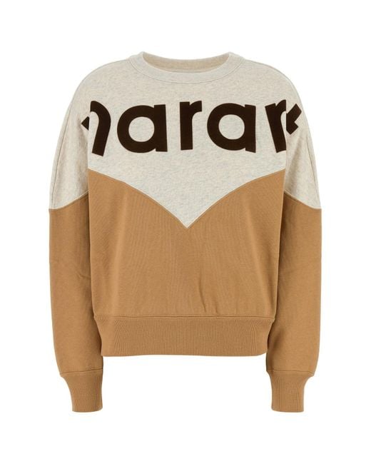 Felpa Houston in misto cotone bicolor di Isabel Marant in Brown