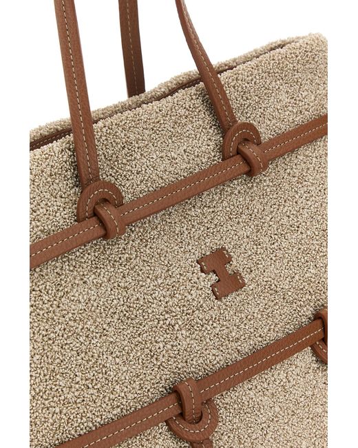Borsa shopping Abruzzo in spugna beige di Iacucci in Brown