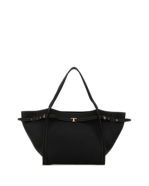 Tod's Black Leather Tim Shopping Bag