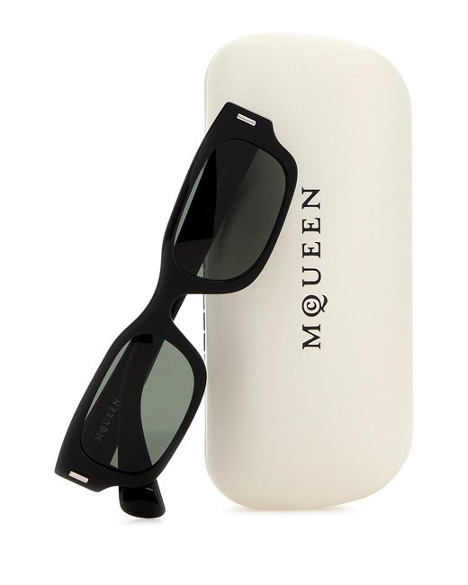 McQueen Black Acetate Panthos Sunglasses