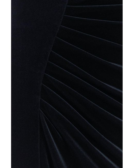 Abito lungo in velluto stretch blu notte di Versace in Black