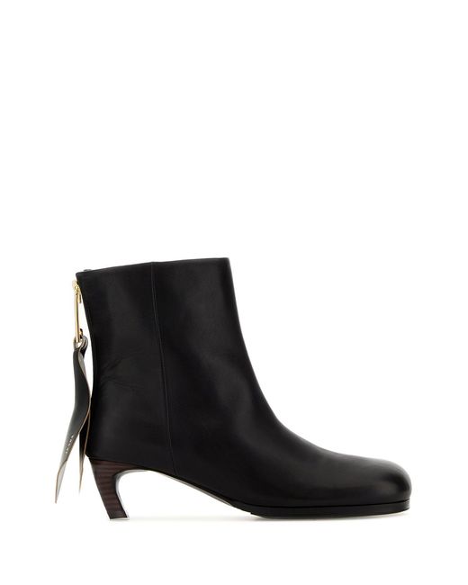 Sacai Black Leather Ankle Boots
