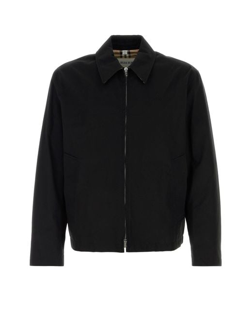 Giubbino in cotone nero di Burberry in Black da Uomo