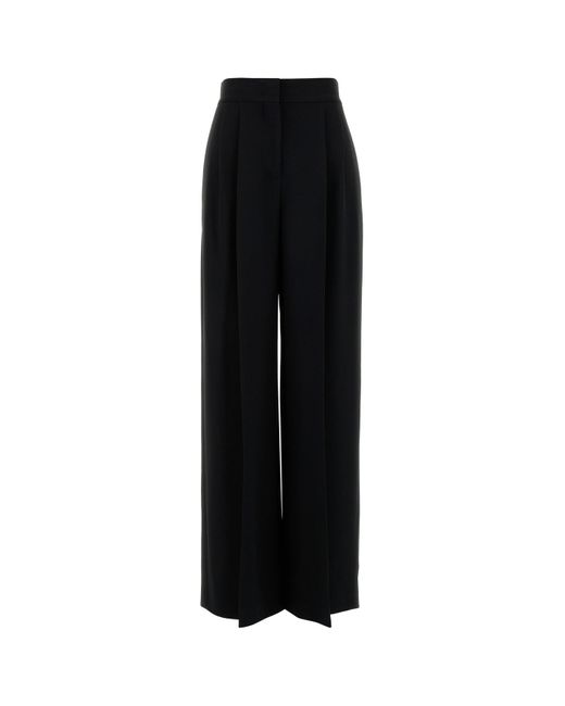 Pantalone dalla gamba ampia in crepe stretch nero di Alberta Ferretti in Black
