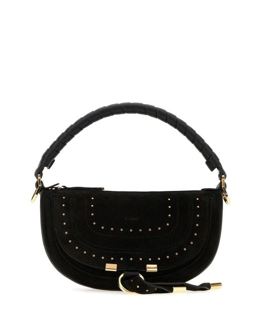 Chloé Black Suede Mini Marcie Shoulder Bag
