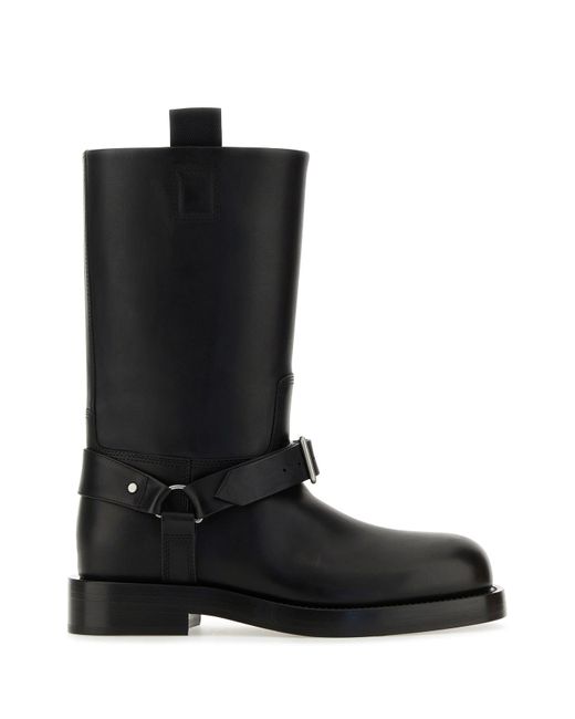 Stivaletti in pelle nera di Burberry in Black da Uomo