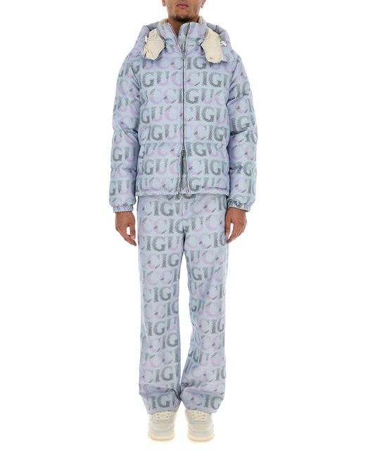 Piumino in poliestere stampato di Gucci in Blue da Uomo