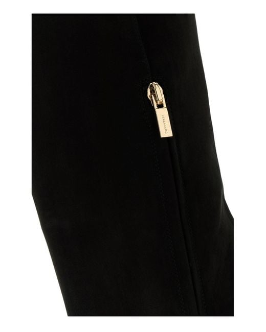Ferragamo Black Suede Lotty Boots