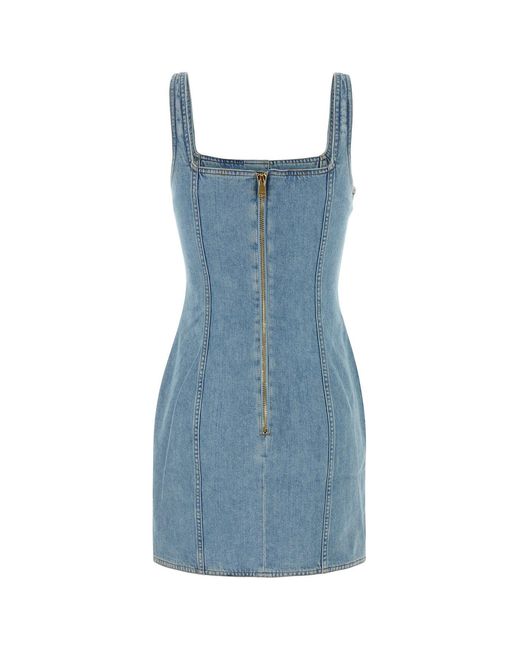 Balmain Blue Stretch Denim Dress