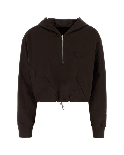 Felpa reversibile in cotone marrone di Prada in Black