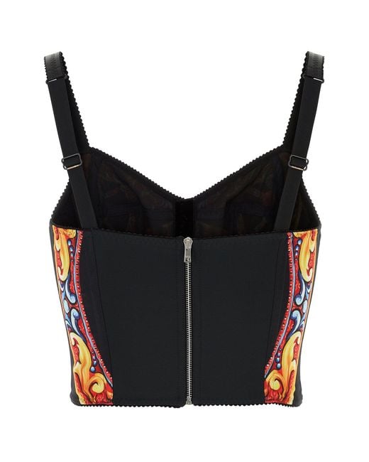 Dolce & Gabbana Blue Printed Charmeuse Top