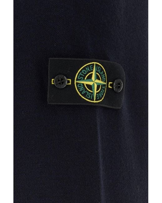 Stone Island Midnight Blue Wool Blend joggers for men