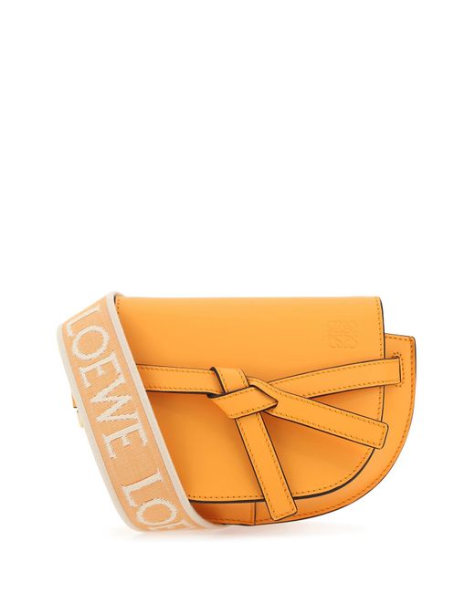 Loewe Light Orange Leather Mini Gate Crossbody Bag
