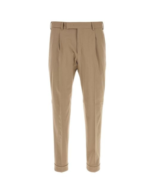 PT Torino Natural Beige Stretch Wool Pant for men