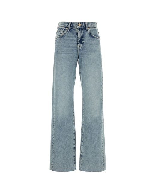 7 For All Mankind Blue Tess Trouser Serenade With Raw Cut