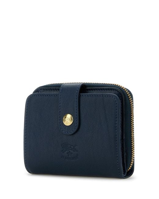 Portafoglio in pelle blu navy di Il Bisonte in Blue