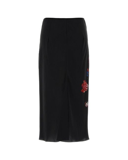 Dries Van Noten Black Satin Skirt