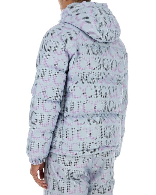 Piumino in poliestere stampato di Gucci in Blue da Uomo
