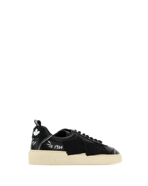 DSquared² Black Leather Rider Sneakers for men