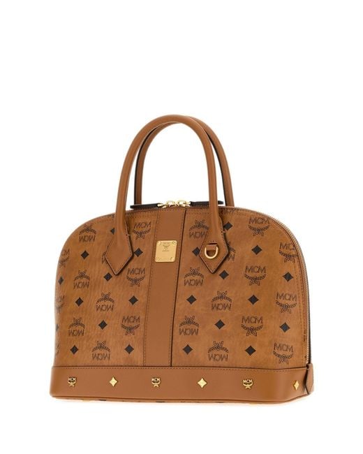 MCM Brown Printed Canvas Aren Vi Handbag