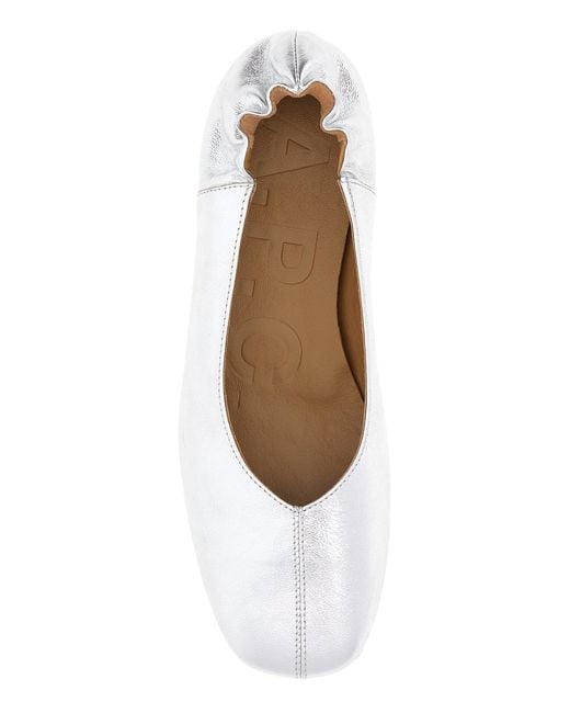 A.P.C. White Silver Leather Juliet Ballerinas