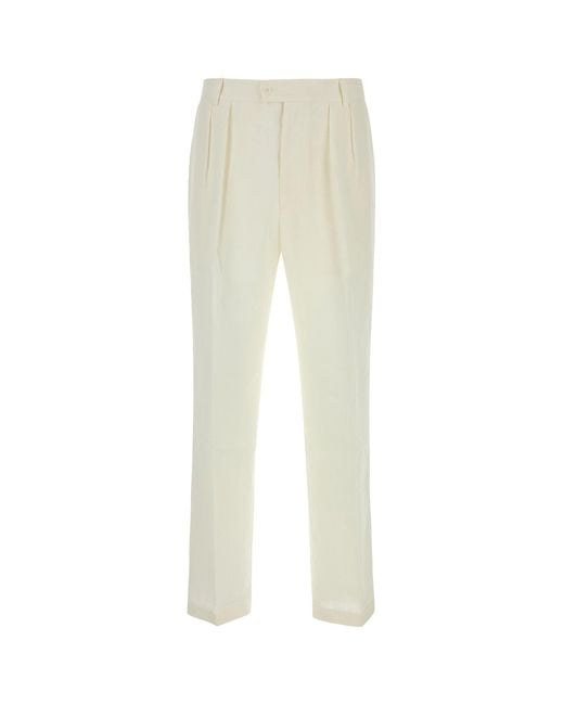 Pantamolle White Linen Pierino Pant for men