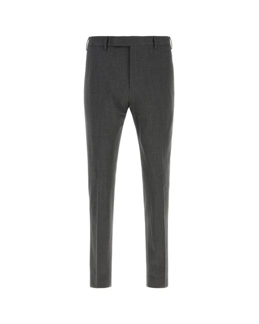 PT Torino Black Dark Grey Stretch Wool Pant for men