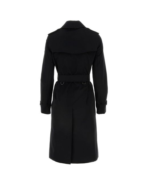 Burberry Black Heritage Kensington Long Trench Coat