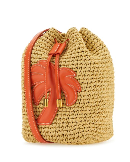 Palm Angels Orange Raffia Bucket Bag